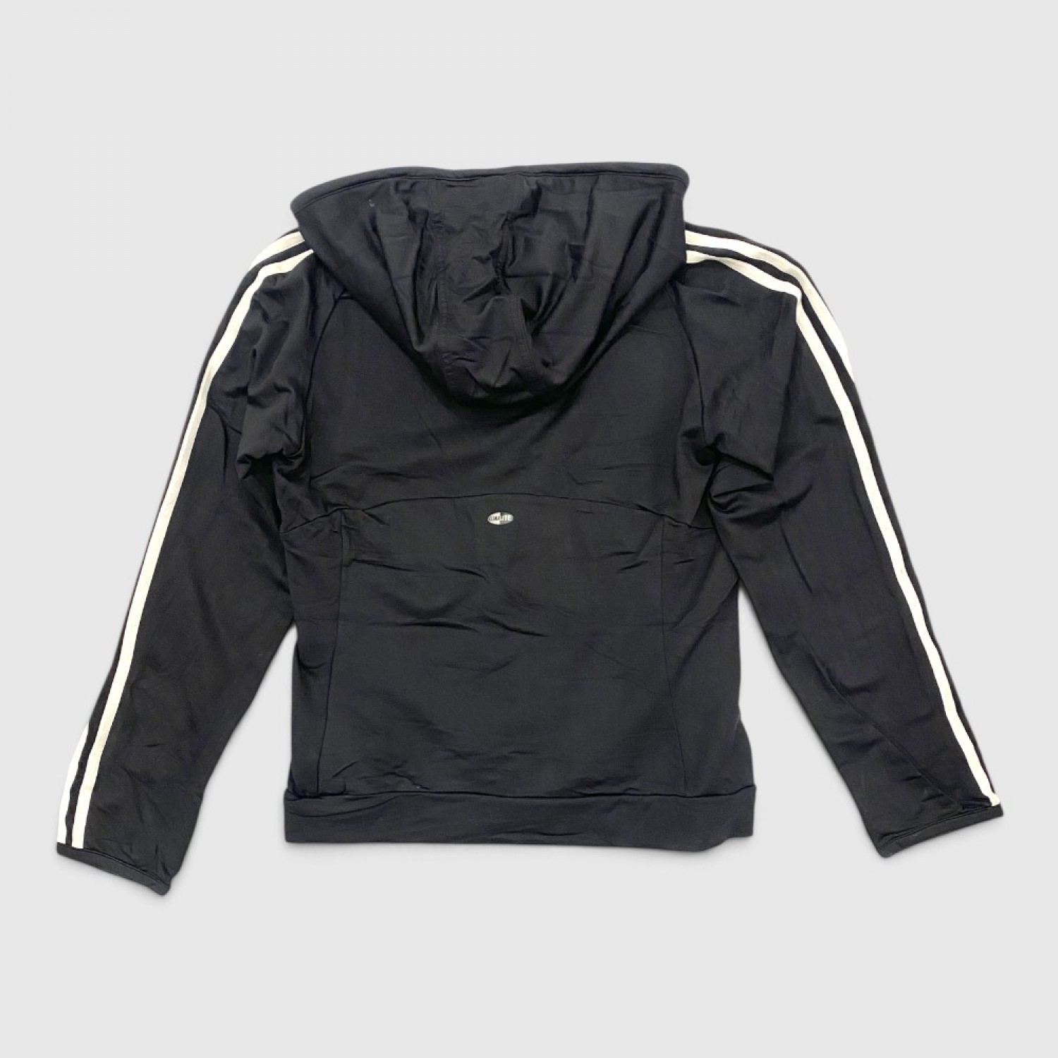 Adidas Essentials 3-Stripes Full-Zip Hoodie Black & Off-White / Pre Owned